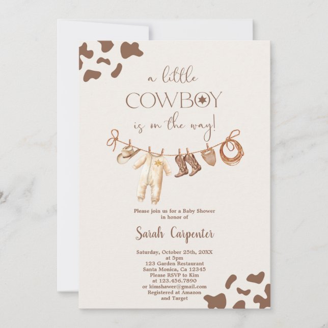 Cowboy Baby Shower Boy Invitation (Front)