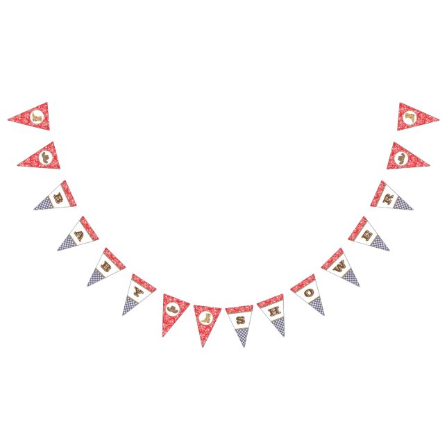 Cowboy Baby Shower Bunting Banner Paisley Gingham (All)
