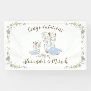 Cowboy Baby Shower Country Western Blue Boy Banner