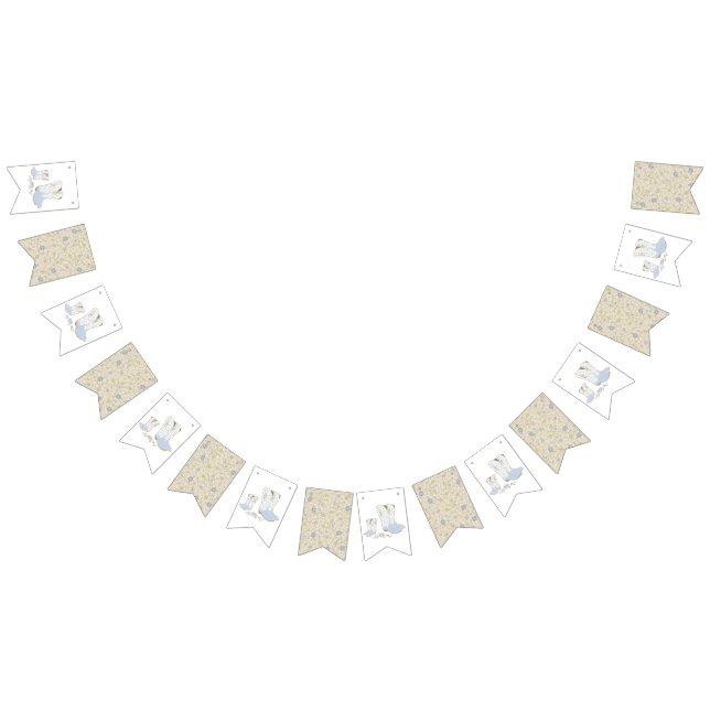 Cowboy Baby Shower Country Western Blue Boy Bunting Flags (All)
