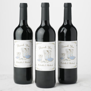 Cowboy Baby Shower Country Western Blue Boy Wine Label