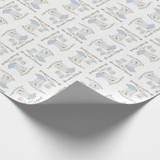 Cowboy Baby Shower Country Western Blue Boy Wrapping Paper
