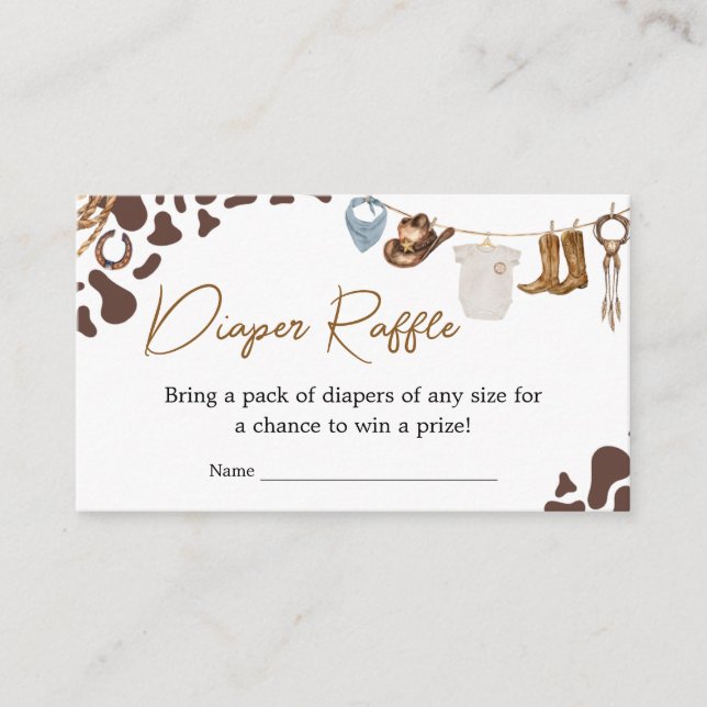 Cowboy Baby Shower Diaper Raffle Enclosure Card (Front)