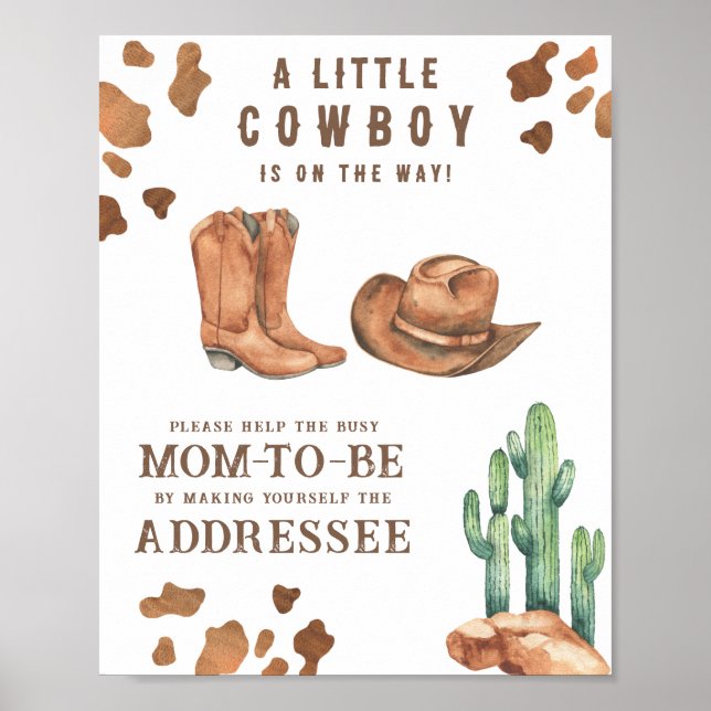 Cowboy baby shower - Help the Busy Mom-to-Be  Poster (Front)