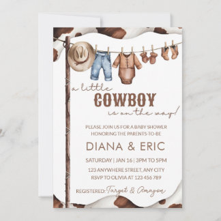 Cowboy Baby Shower Invitation Template, A Little