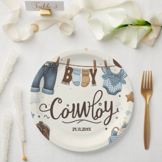 Cowboy baby shower Paper Plates