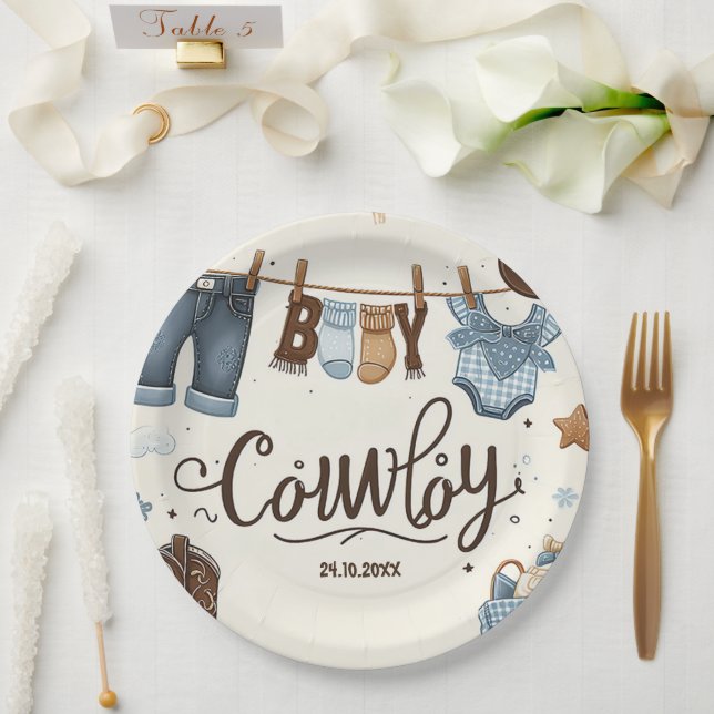Cowboy baby shower Paper Plates (Wedding)