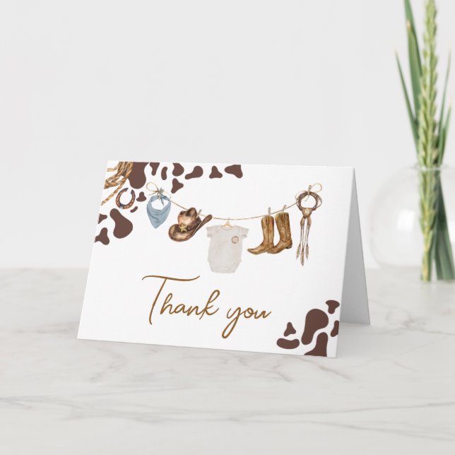 Cowboy Baby Shower  Thank You Card (Front)