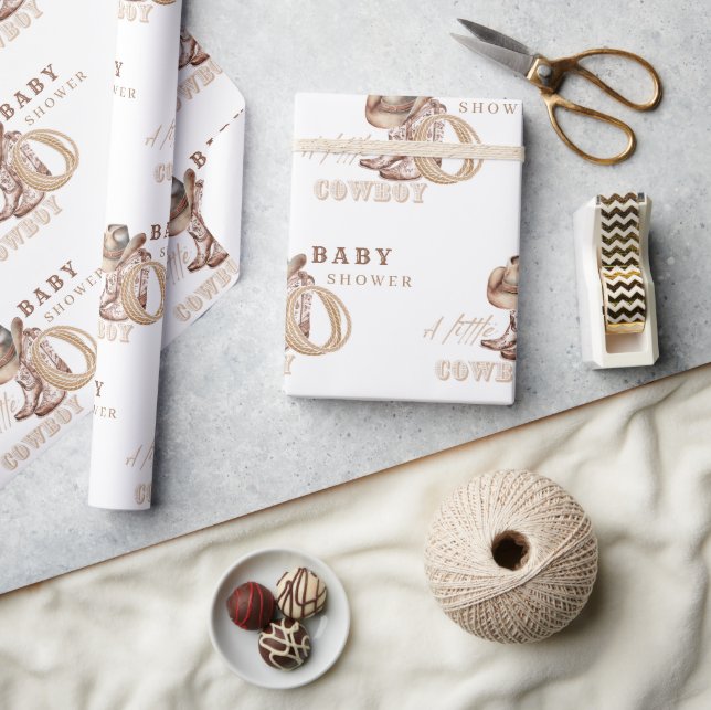 Cowboy Baby Shower Watercolor Rustic Wrapping Paper (Crafts)