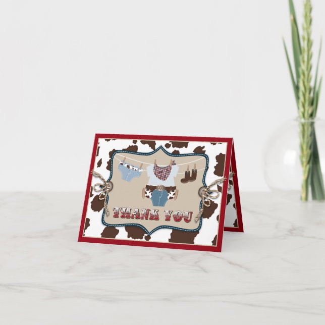 Cowboy Baby Western Thank You Card (Front)