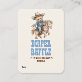 Cowboy Bear on Horse Diaper Raffle Baby Shower  Enclosure Card
