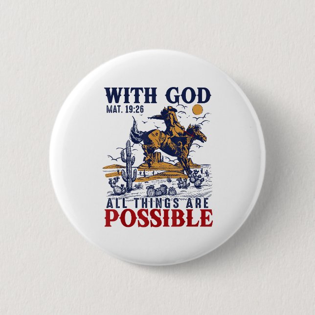 Cowboy Bible Scripture Verse Western Jesus For Men 2 Inch Round Button (Front)