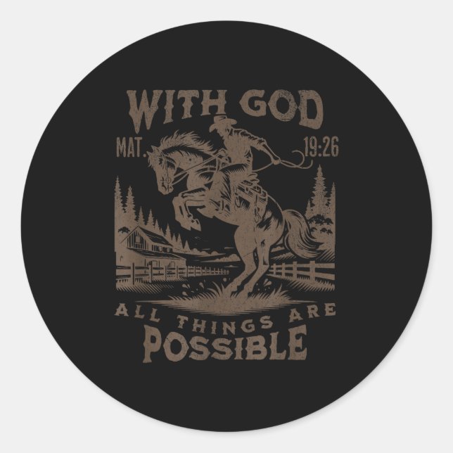 Cowboy Bible Scripture Verse Western Jesus For Men Classic Round Sticker (Front)