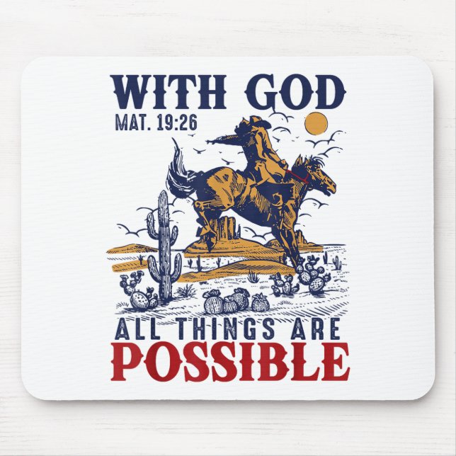 Cowboy Bible Scripture Verse Western Jesus For Men Mouse Pad (Front)