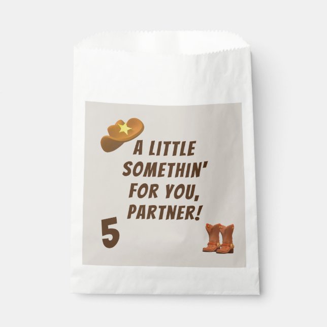 Cowboy Birthday  Favour Bag (Front)