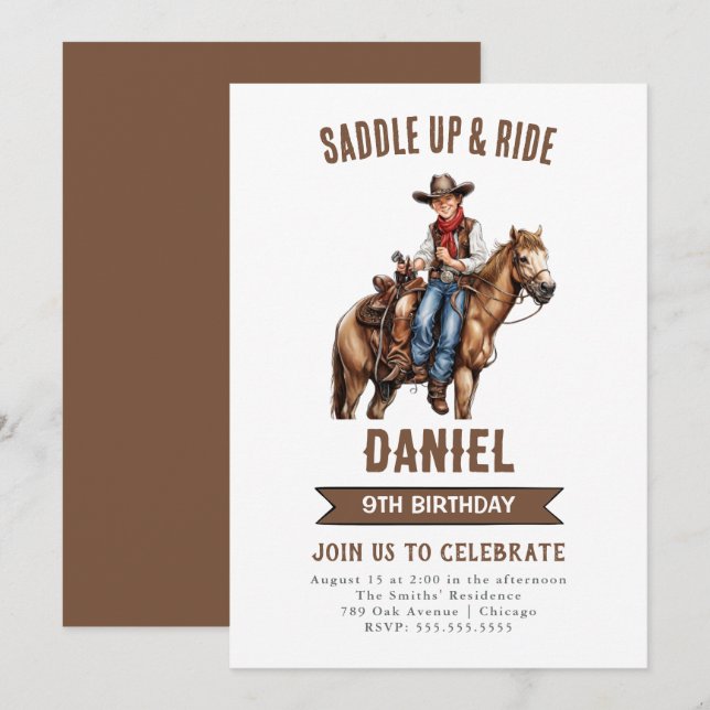 Cowboy Birthday Invitation (Front/Back)