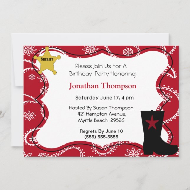Cowboy  Birthday Invitation (Front)