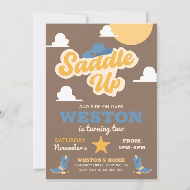 Cowboy Birthday Invitation | Western Invitation (Front)