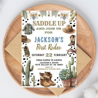 Cowboy Birthday Invitation Western Theme Invite