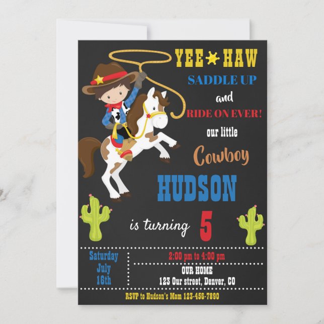 Cowboy birthday invitation Wild west rodeo party (Front)