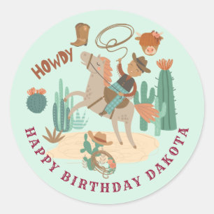 Cowboy Birthday Party  Classic Round Sticker