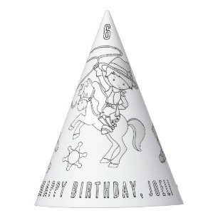 Cowboy Birthday Party - Colour Your Own Party Hat