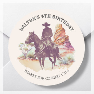 Cowboy Birthday Party Favour Stickers