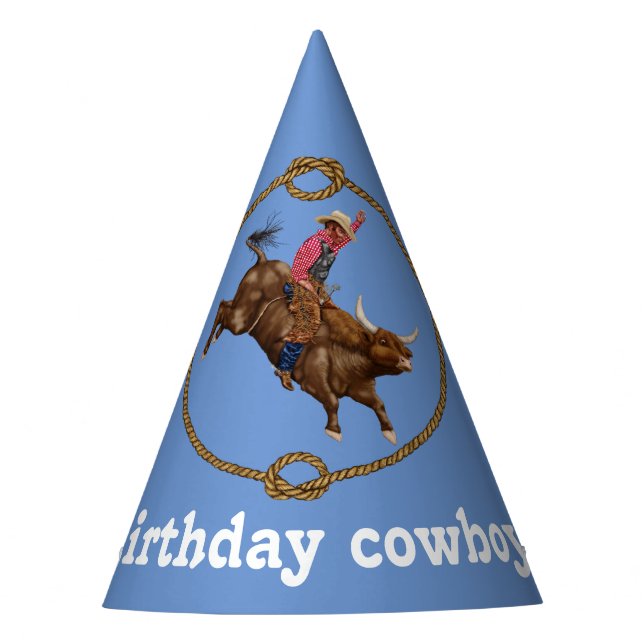 Cowboy birthday  party hat (Front)