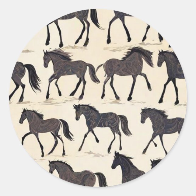 Cowboy Birthday Party - Horse Classic Round Sticker (Front)