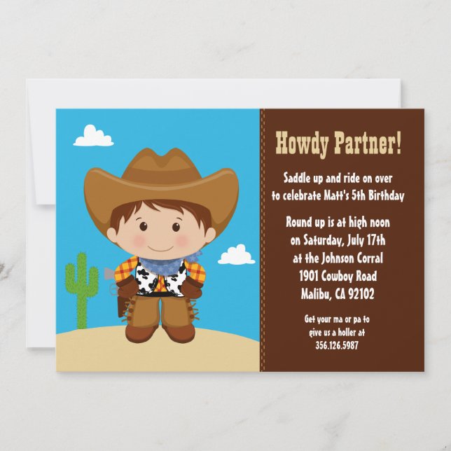 Cowboy Birthday Party Invitation (Front)