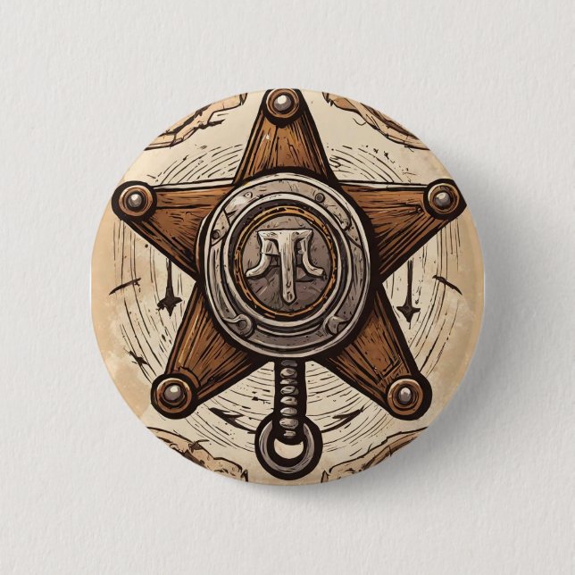 Cowboy Birthday Party - Sheriff 2 Inch Round Button (Front)