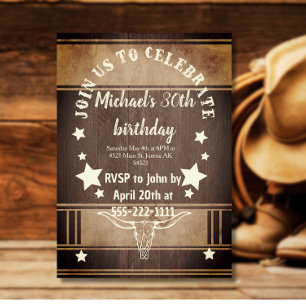Cowboy  birthday party trophy  invitation