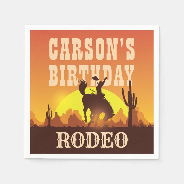 Cowboy Birthday Rodeo, Wild West, Happy Birthday Napkin (Front)