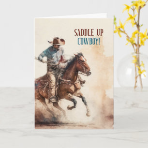 Cowboy Birthday Western Themed Horseback Card