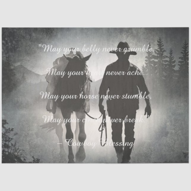 Cowboy Blessing Horse Silhouette Tissue Paper (Front)