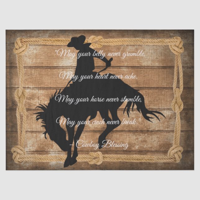 Cowboy Blessing Silhouette Bucking Bronco Horse Tissue Paper (Front)