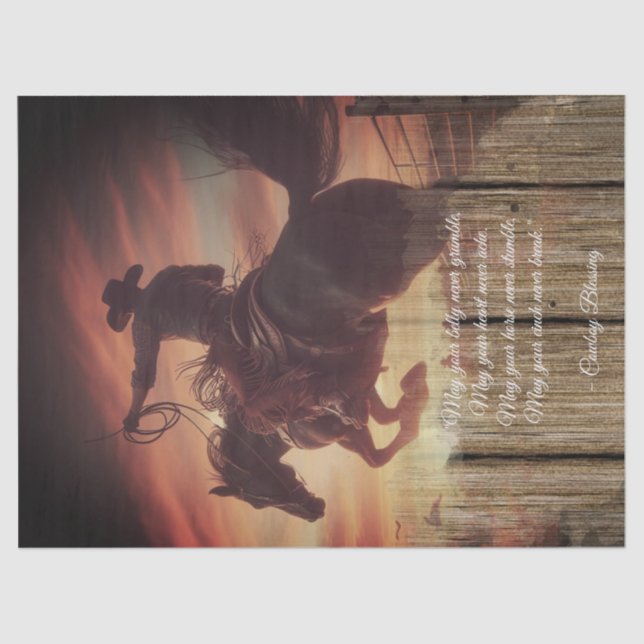 Cowboy Blessing Western Man Bronco Horse Tissue Paper (Front)