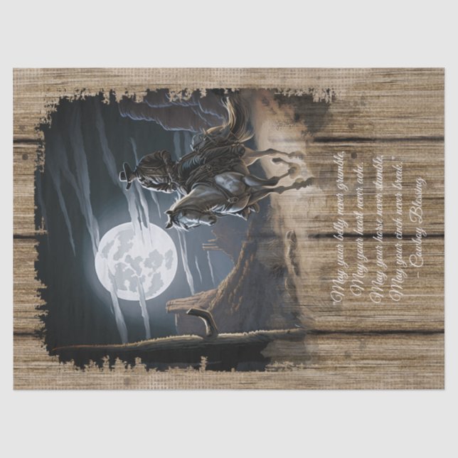 Cowboy Blessing Western Man Horse Tissue Paper (Front)