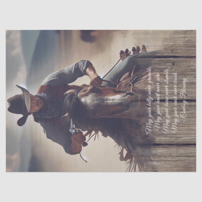 Cowboy Blessing Western Man Horse Tissue Paper (Front)