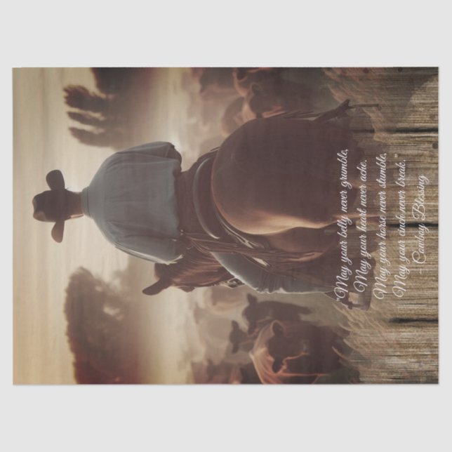 Cowboy Blessing Western Man Roundup Cattle Tissue Paper (Front)