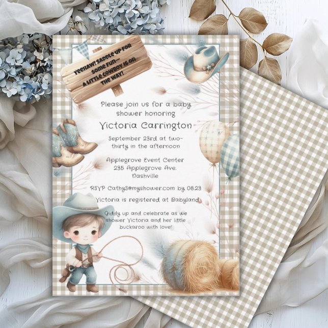 Cowboy Blue Boy Baby Shower Invitation (Creator Uploaded)