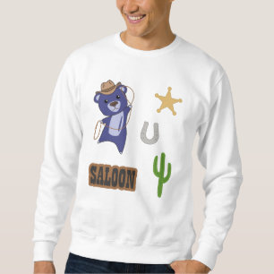 Cowboy Blue Cute Bear Saloon Western Sweatshirt