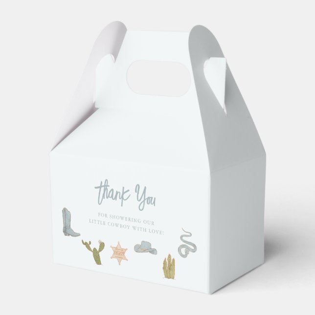 Cowboy Blue Western Baby Shower Favor Box (Front Side)