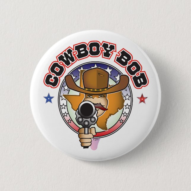 COWBOY BOB 2 INCH ROUND BUTTON (Front)