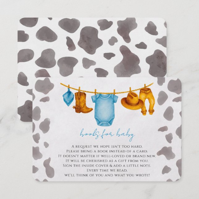 Cowboy Books for Baby Insert Card Boy (Front/Back)