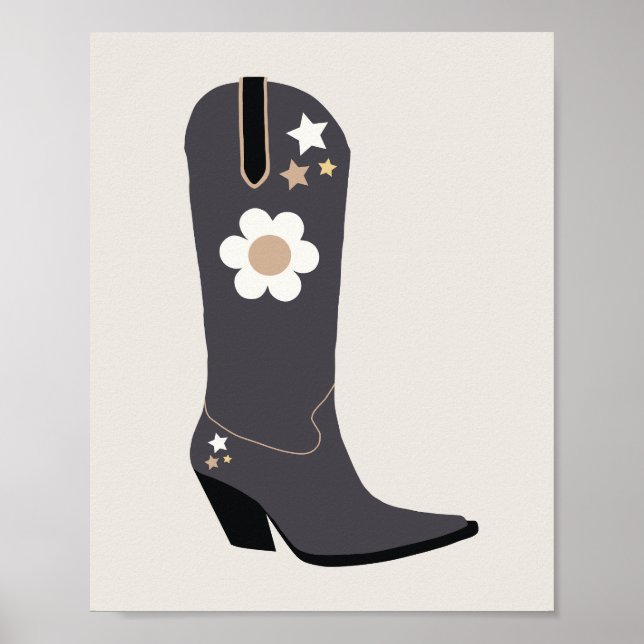 Cowboy Boot 04 Black And Cream Poster (Front)