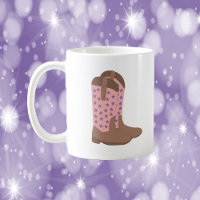 Cowboy Boot Brown Pink Purple Stars