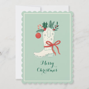 Cowboy Boot Christmas Flat Holiday Greeting Card