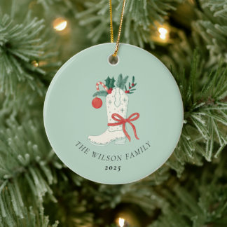 Cowboy Boot Christmas Ornament Personalized