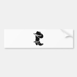 Cowboy boot hat bumper sticker
